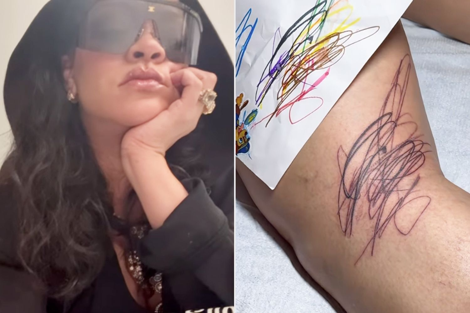 Rihanna Debuts Heartwarming Tattoo "Designed by Her Babies" — See the Cute Scribbles